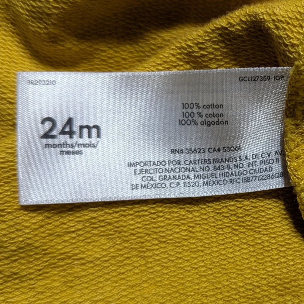 Carter's Toddler Mustard Hooded Vest | Heart Print |‎ 24M